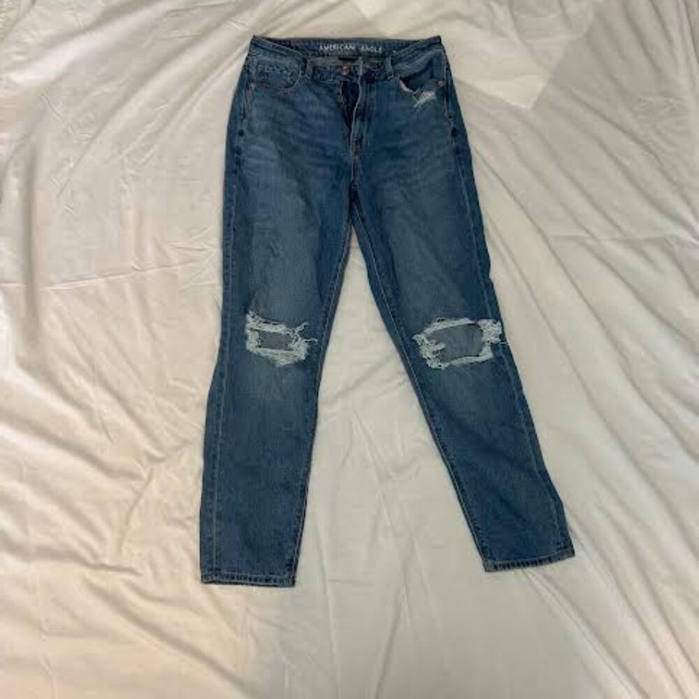 american eagle mom jeans dark wash